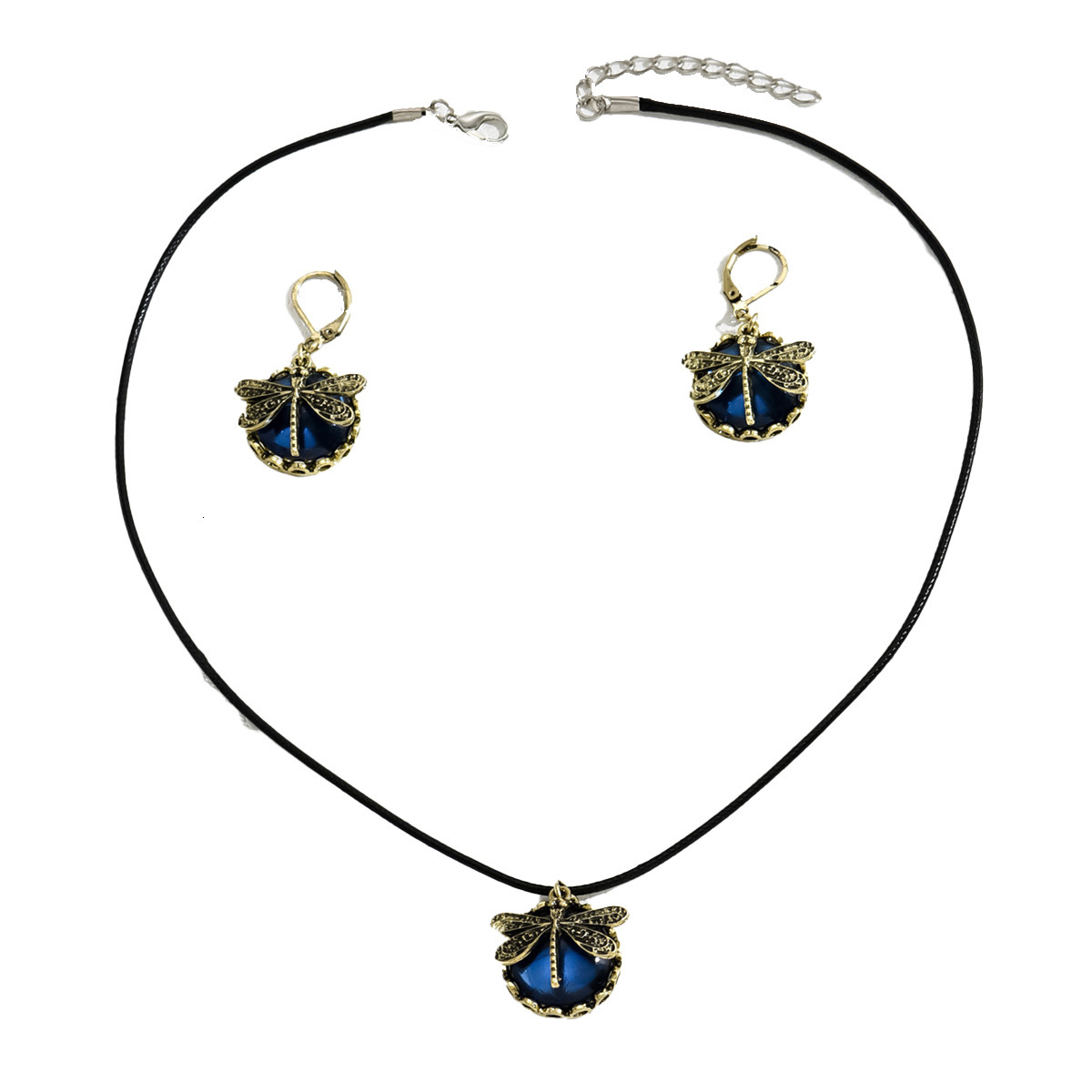 Necklace Set With Unique Dragoy Inlaid Moonstone Stud Earrings And Design Clavicle Chain