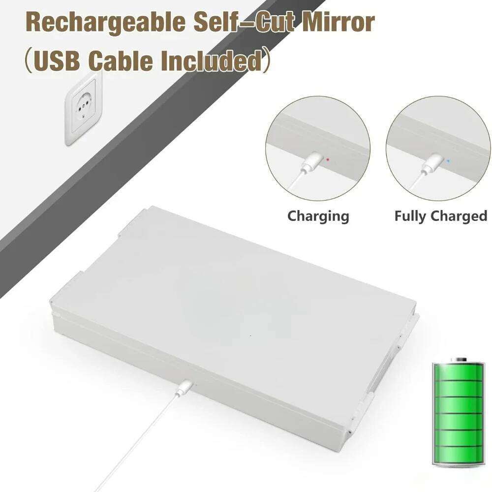 LED Lights 3 Way For Hair Cutting Rechargeable 360° Self Haircut Mirror With Height Adjustable Hooks
