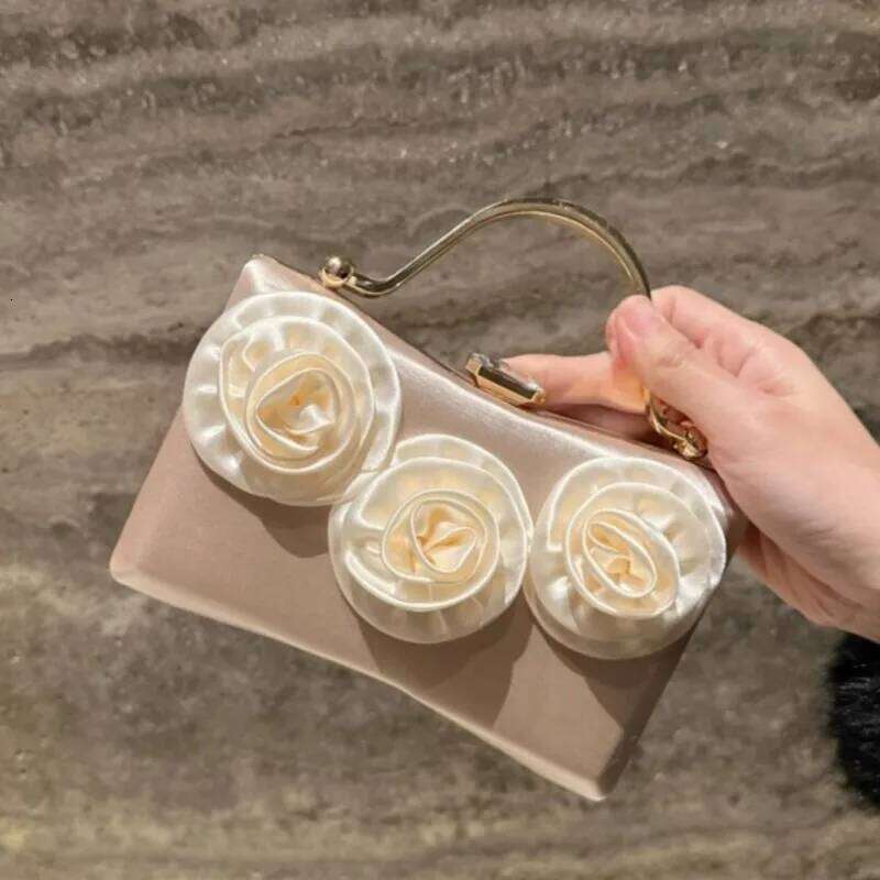 Designer Bag Designer Satin Flower Square Crystal Handbag Evening Dinner Party Bling Clutch Purse Shoulder Bag