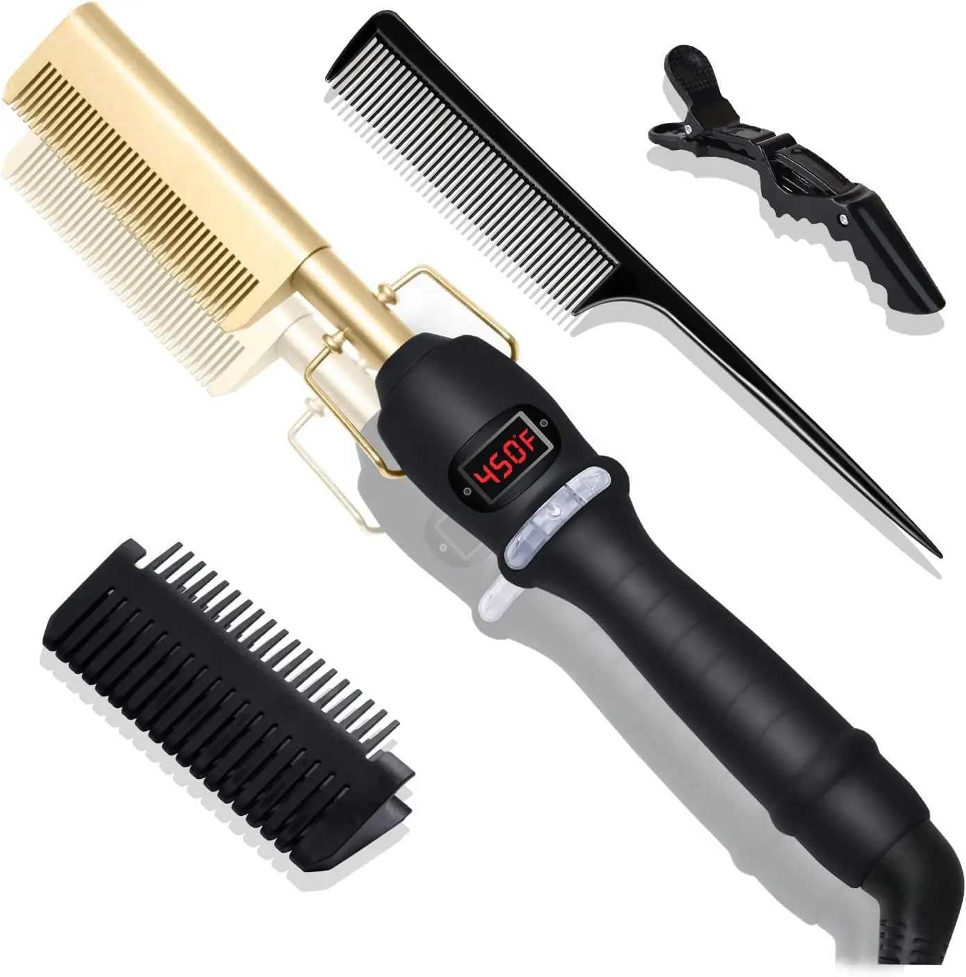 UNTIOR 3 in 1 Straightening Comb Multifunctional Hair Portable Travel Ceramic Comb Electric Hair Straightener for Hair and WigsXJ250621