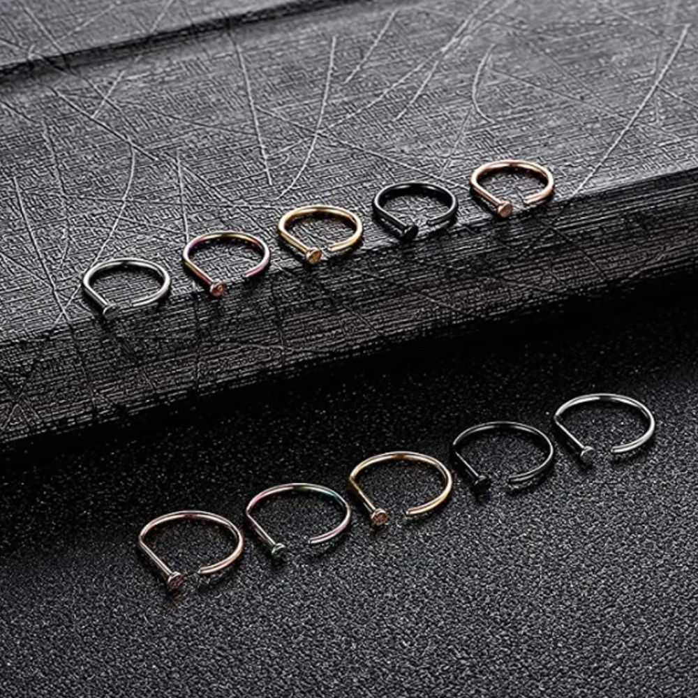 Curved Barbells Nose Piercing 18G D Shaped Tragus Helix Stud Earring Hoop Septum Stainless Steel Ring Nostril Body Jewelry 250613