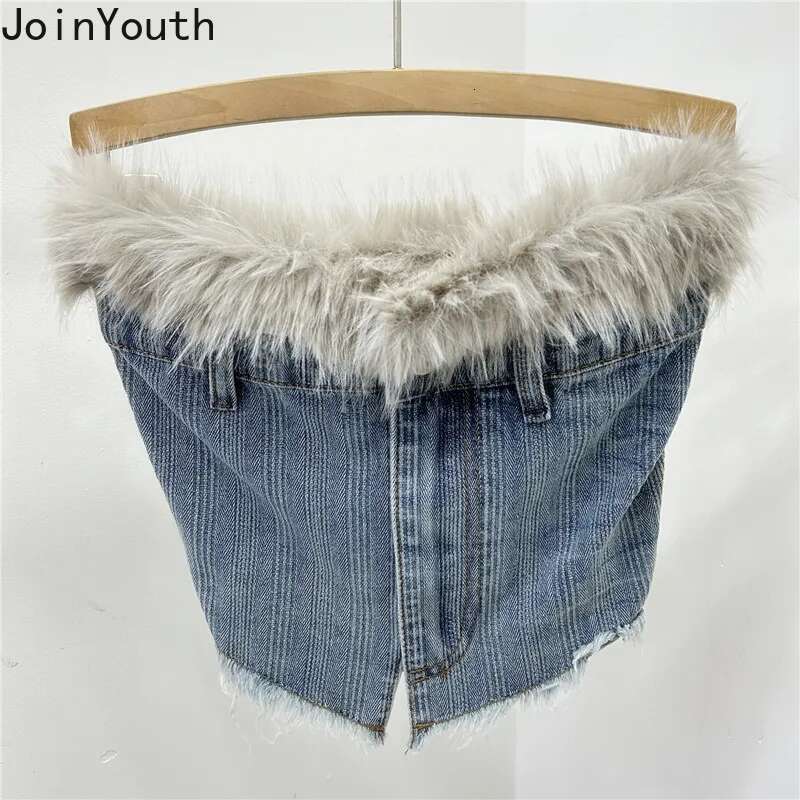 2025 Ropa Mujer Y2k Tanks Women Clothing Sexy Crop Tops Patchwork Furry Backless Camis Tunic Casual Fashion Summer Folds Vest