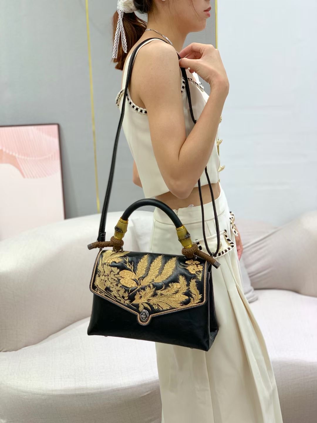 RH8791 Chinese Floral - Embroidered Handbags designer bag Support customization