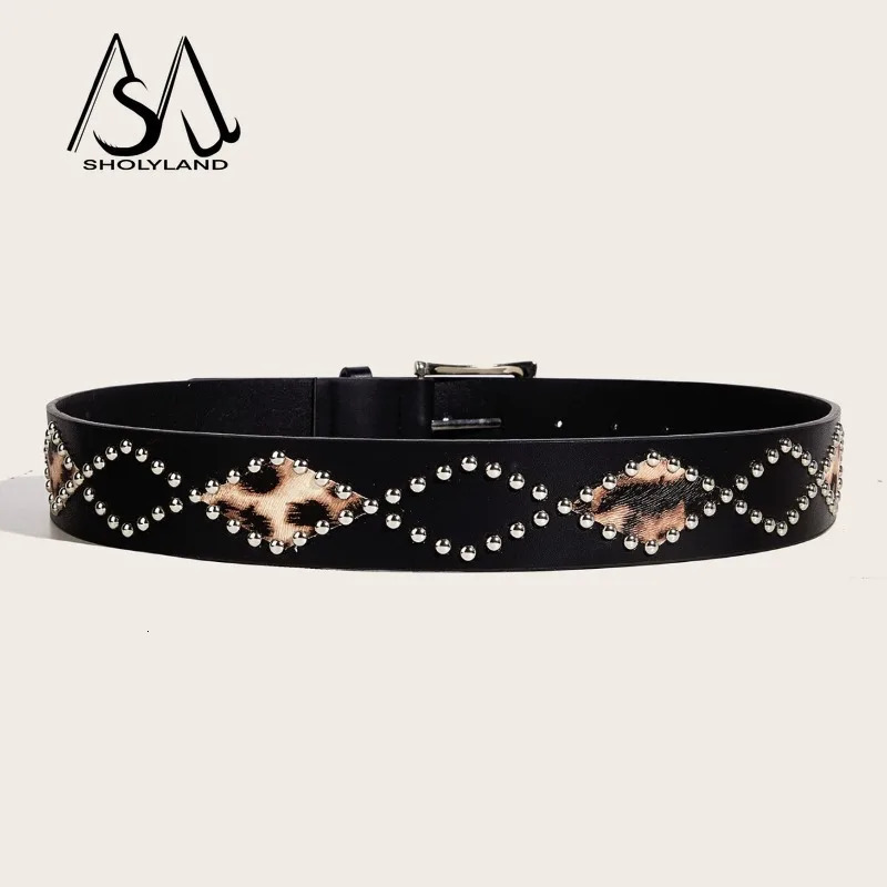 The Punk-style Riveted Leopard Print Personalized Belt Is Decorated with A Versatile Pin Buckle Belt and Trendy Belt 250617