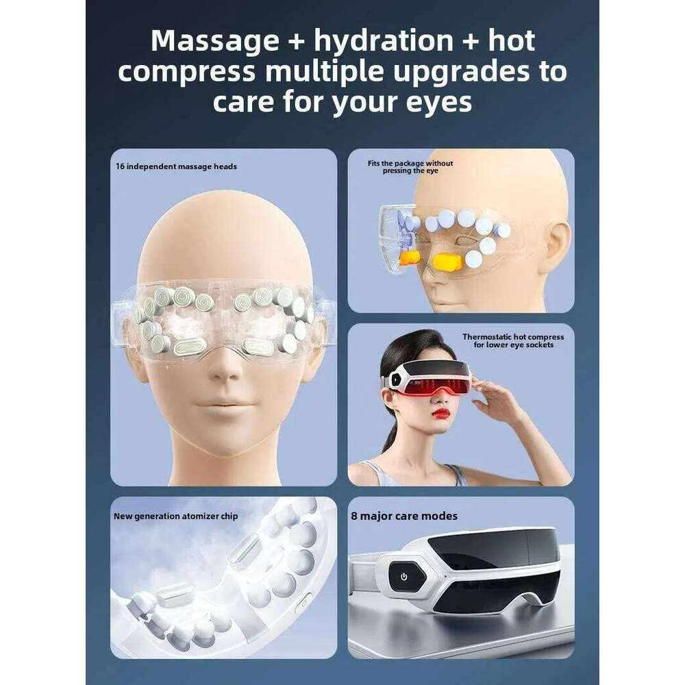Designer Luxury Atomized Steam Massager Bone Conduction Bluetooth Music Airbag Pressure Vibrator Smart Eye Massage Instrument Foldable