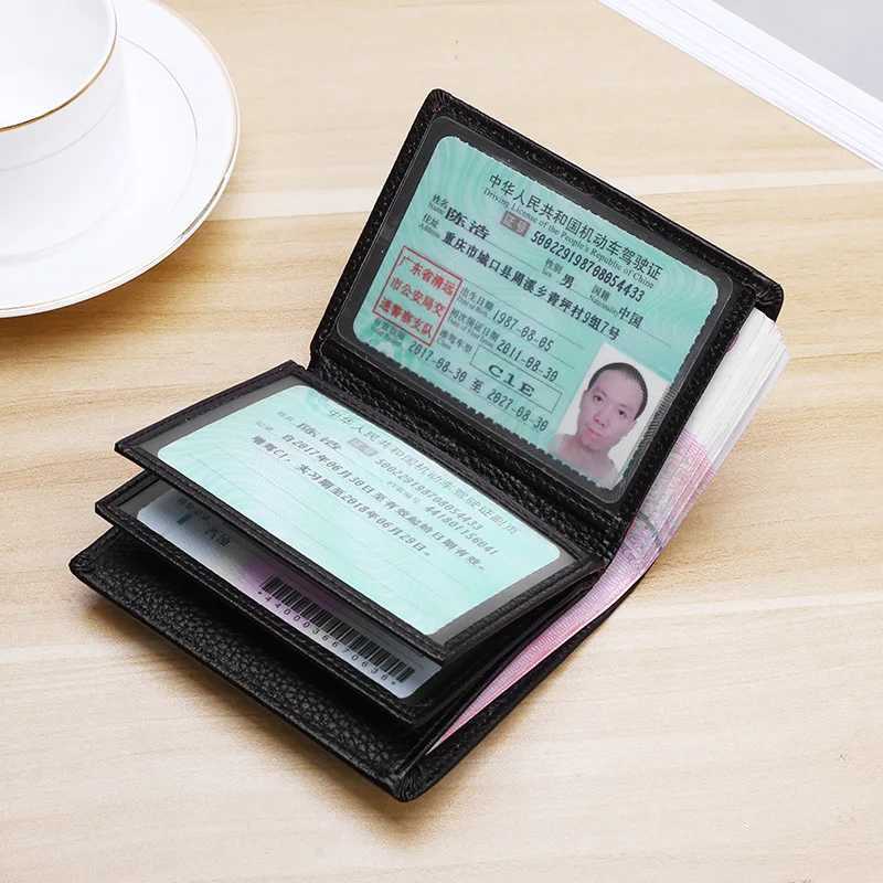 Classical Cowhide Leather Mens Wallets ID Holders Short Coin Purses Money Bag Clip Driver License Cover Z250621
