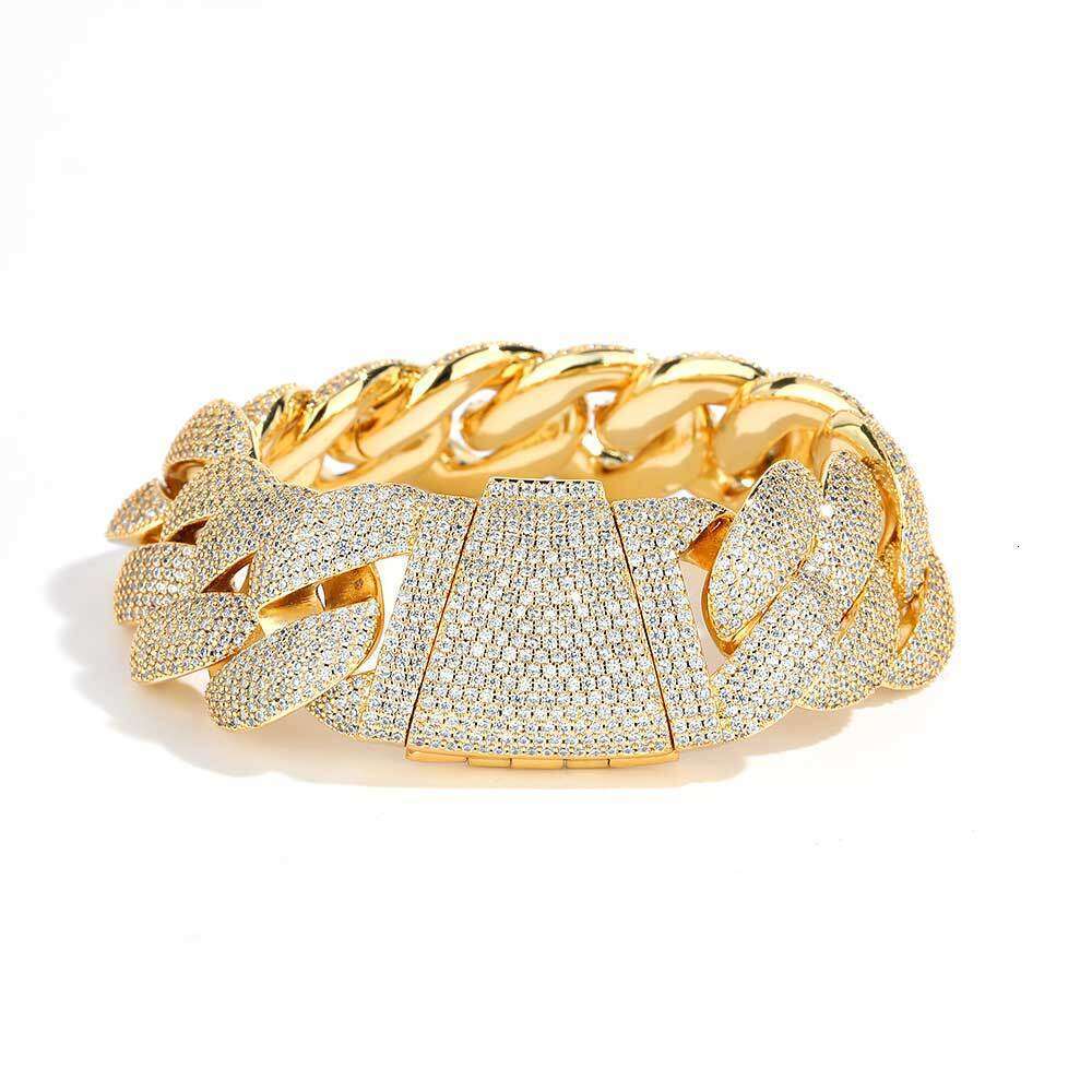 Hip Hop 24mm Bubble Cuban Chain Zircon Trendy Brand Personality Inlaid Dia Men's Bracelet Accessory 37d3