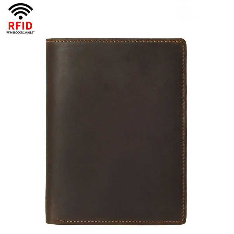 First layer cowhide passport bag with snap button multifunctional storage genuine leather card holder crazy horse leather Z250621