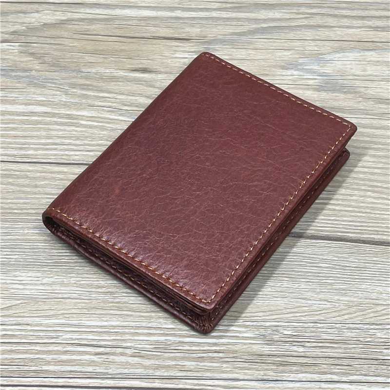 Genuine Leather Card Holder For Men Male Real Cowhide Vintage Short Bifold Mens Business Case Wallet With ID Window Z250621