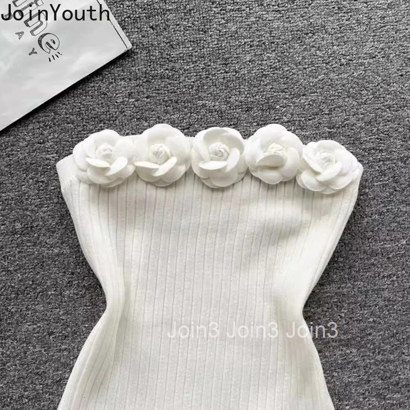 3D Floral Vest for Women Sleeveless Knitted Camis Summer Tanks 2025 Ropa Mujer Backless Fashion Tunic Sexy Strapless Crop Tops