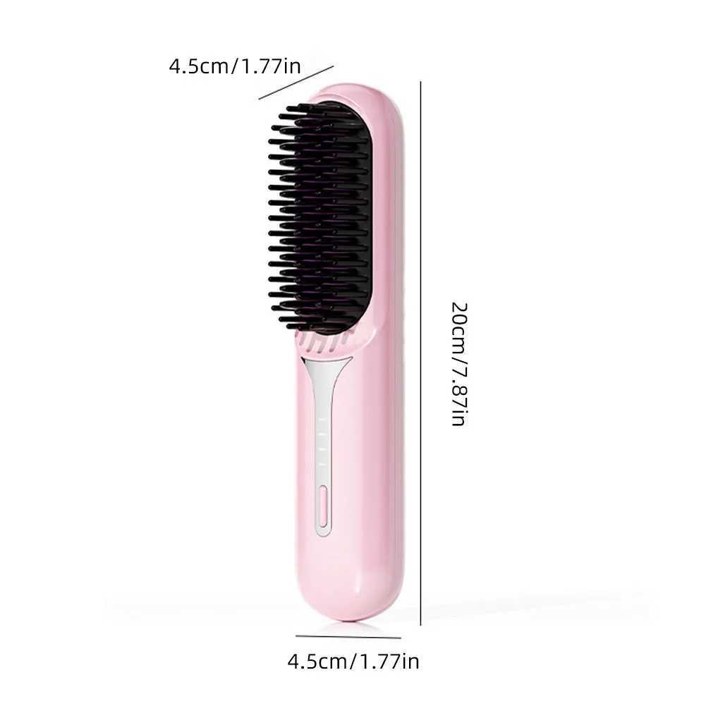 Adjustable Temperature Hair Brush Cordless Hair Straightener Brush with Fast Heating Negative Ions for Fluffy Curly for ElectricXJ250621