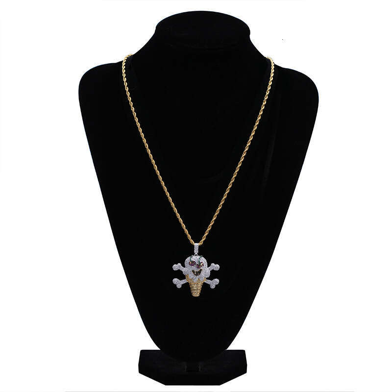 Hip Hop Cartoon Pirate Ice Cream Personality Pendant Micro Paved Zircon Unisex Accessories