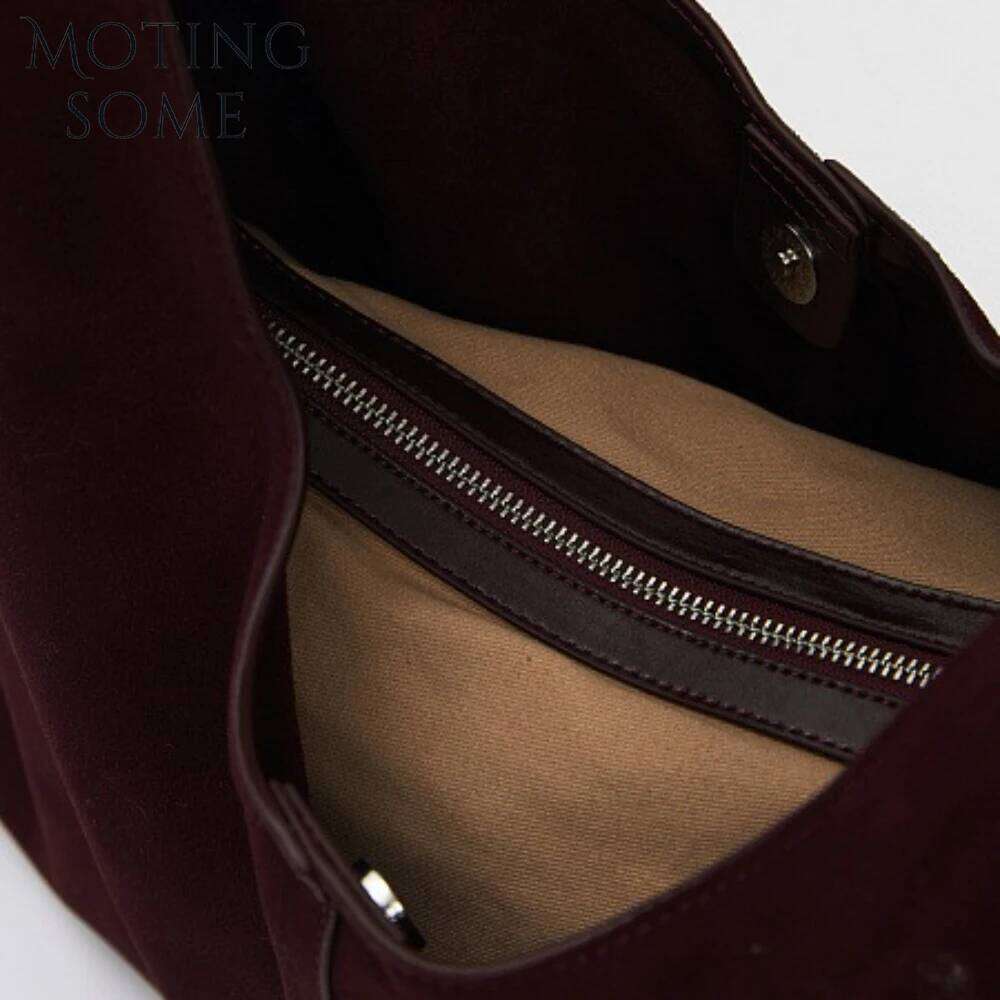 Motingsome Oversized 42Cm Women Bag Saddle Purses 100% Natural Suede Leather Causal Tote Rommy Commuting Purse 2024