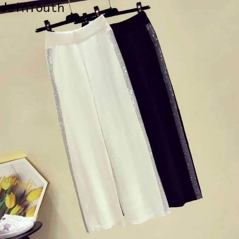 Designer Leisure High Quality Korean Wide Leg Pants for Women 2025 New Bottoms High Waist Straight Pantalon Femme Patchwork Dia Casual Fashion Trouser