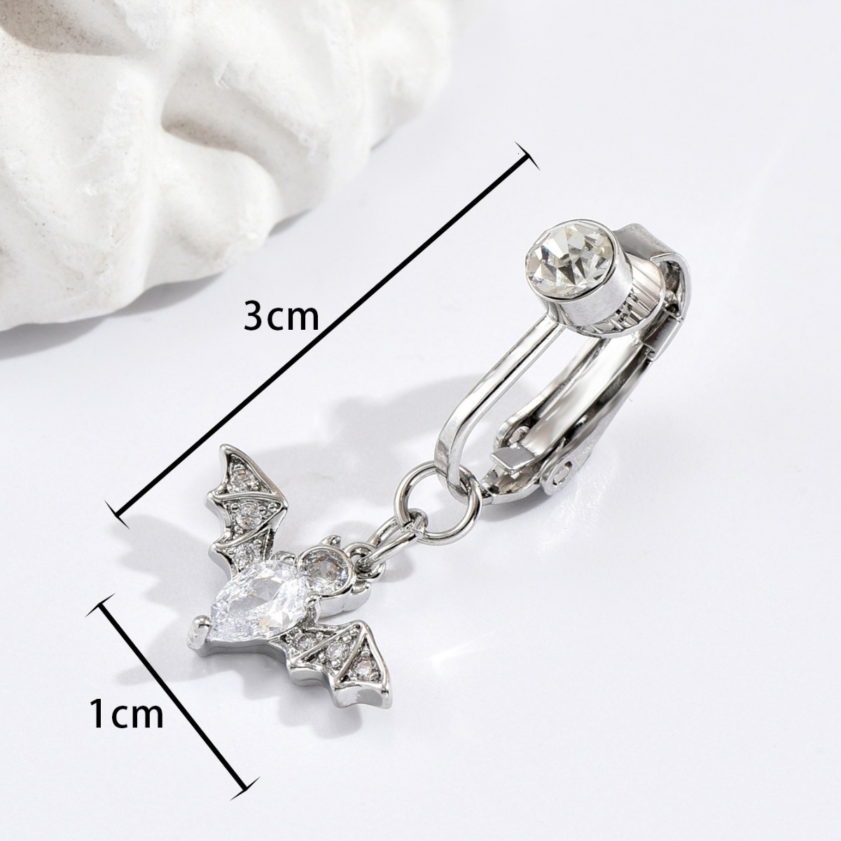Hot Girl Bat-Shaped Design Style No-Piercing Button Ring With Inlaid Monds Belly Stud
