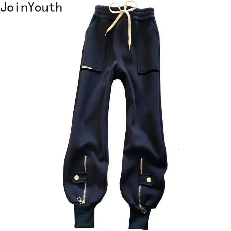 Sweatpants Women Fashion Black Joggers 2025 New Bottoms Zipper Pocket Casual Streetwear Trousers Pantalon Femme Y2k Clothes