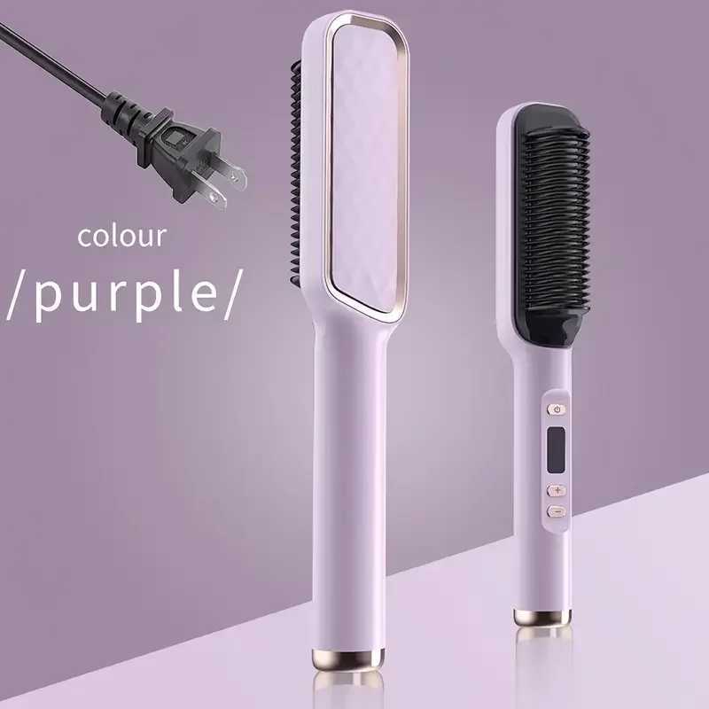 35W ceramic multifunctional styling comb straightener and curling iron with temperature control and fast heating speedXJ250621