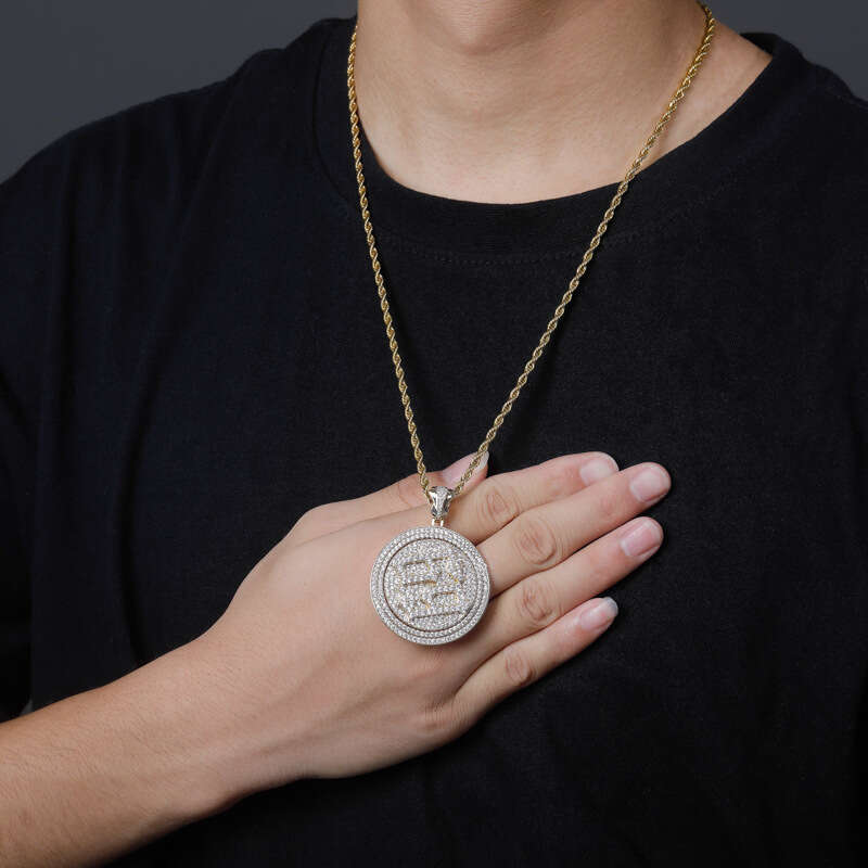 Hip Hop Number 69 Rotatable Double Layer Disc Personality Pendant Men's Trendy Ins Necklace