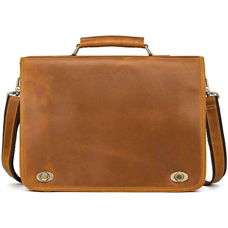 Customize Genuine Laptop Business Travel Briefcase Shoulder Dual Use Men Leather Bags For Office Work Tote Bag