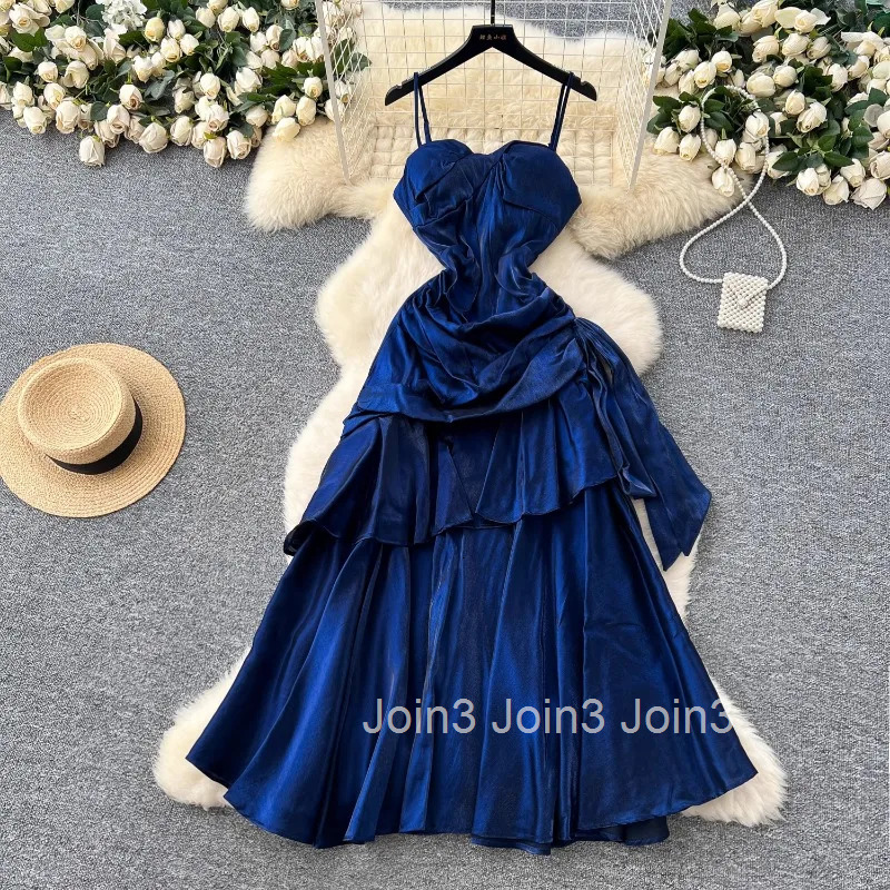 Party Woman Dress Square Collar Strapless Sling Robe Femme Ruffles Folds Backless Bandage Summer Dresses 2025 Vestidos De Mujer