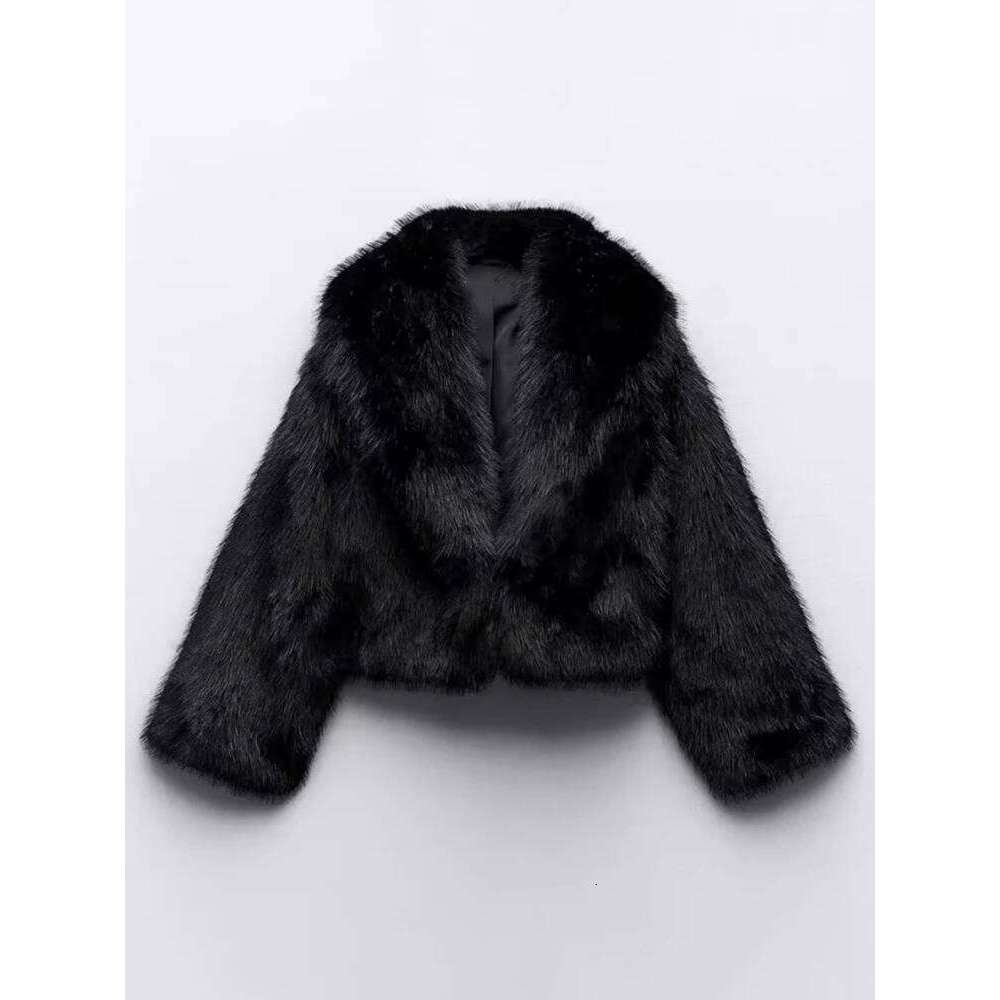 Designer Leisure High Quality DEAT Fashion Faux Fur Coat Women's Lapel Loose Long Sleeve Black Thick Warm Plush Short Jacket Winter 2024 New Tide