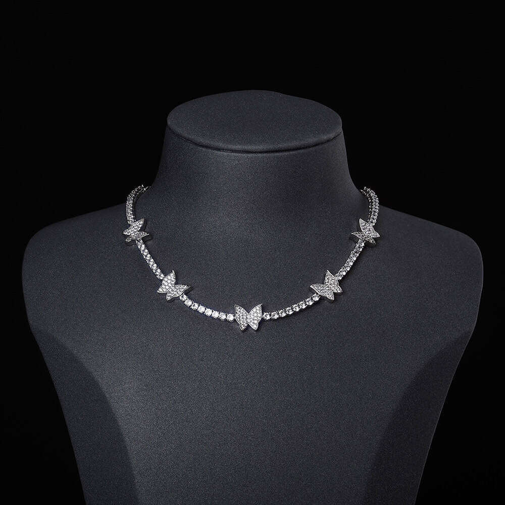 Jin Ao New Butterfly Necklace for Women, Internet Celebrity Clavicle Light Niche Neck Chain, Full Dia Elegant Design Sense Accessory