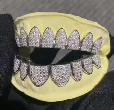 Custom 925 Sterling Silver Moissanite Diamond Grillz VVS1 White Gold Real Handmade Gold Plated Iced Out Fine Hip Hop Jewelry