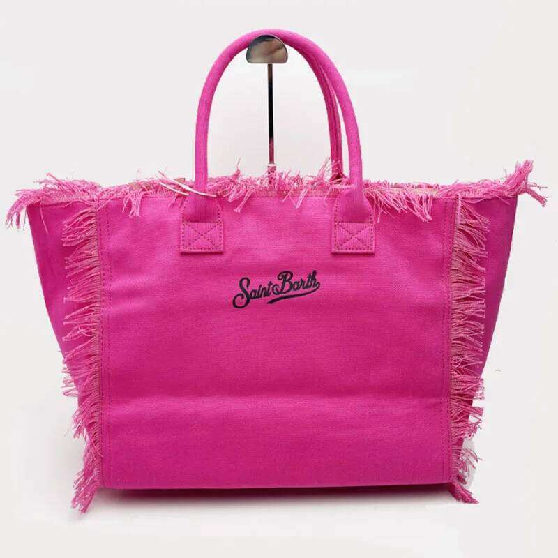 Saint Barth European And American New Women's Large Capacity Fashion Horizontal Striped Tote Bag Tassel Beach Handbag Crossbody