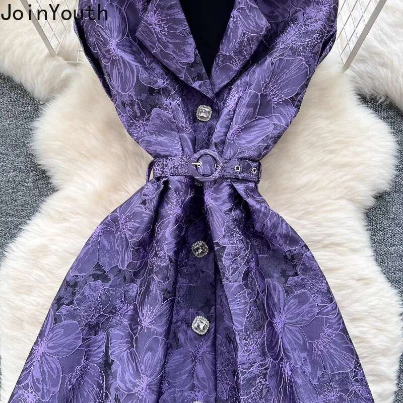 Vintage Print Robe Femme Summer Dress Women Clothing 2025 Vestidos De Mujer Slim Waist Single Breasted A-line Elegant Dresses