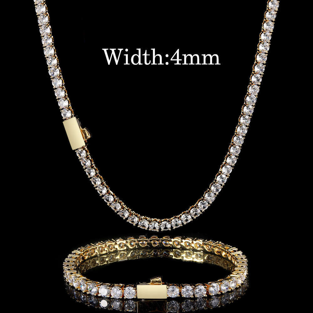 Jewelry Spring Clasp Tennis Chain Hip-Hop Necklace Trendy Brand Single Row Zircon Bracelet Accessories 9806