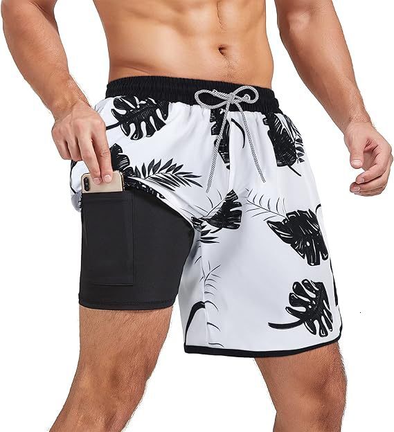 Shipping Designer Beach Pants2025 European And American Cross-border 3D Digital Print European And American Men's Youth Double-layer Beach Shorts