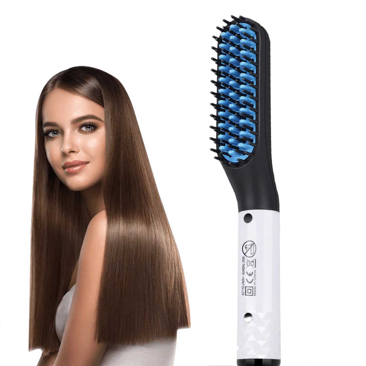 Professional Hot Electric Foldable Beard Straightener Comb for Men Hair Straightening Comb Heated Hair Straightener BrushXJ250621
