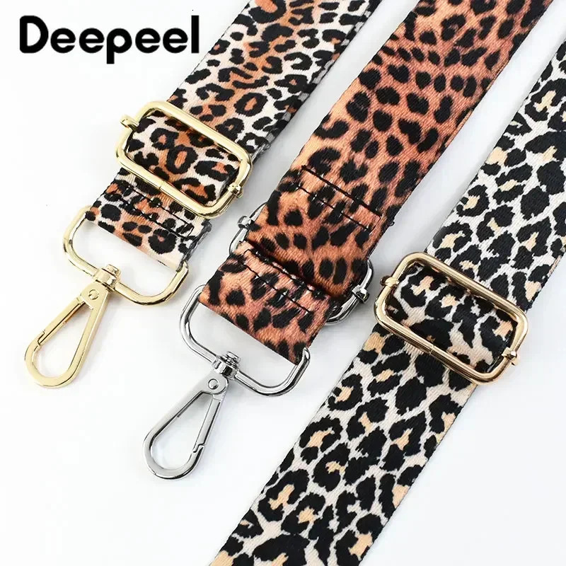 Deepeel 3.8cm Leopard Print Wide Shoulder Straps Wallet Tapes 80-140cm Adjustable Crossbody Womens Long Bags Strap Accessories 250617