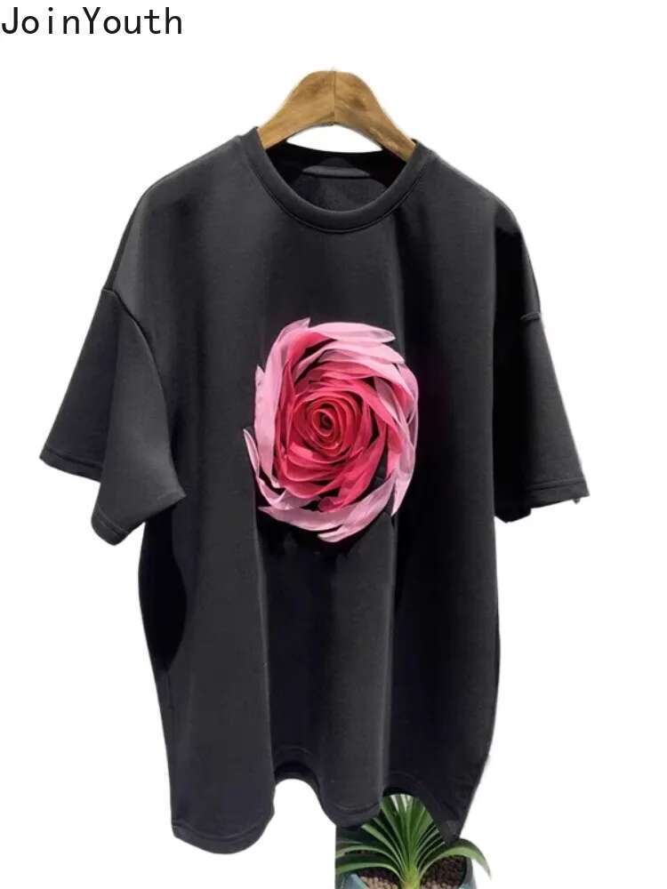 2025 Shirts for Women Summer T Shirts O-neck Short Sleeve Floral Camisetas Loose Tops Ropa Mujer Casual Fashion Korean Tshirts