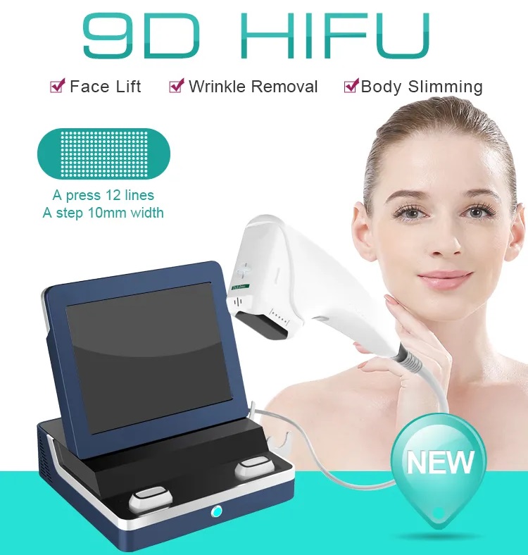 9D HIFU Machine 12 Lines Non-Invasive Face Lifting & Body Slimming System with 7 Cartridges for Wrinkle Removal, Skin Tightening, and Fat Reduction