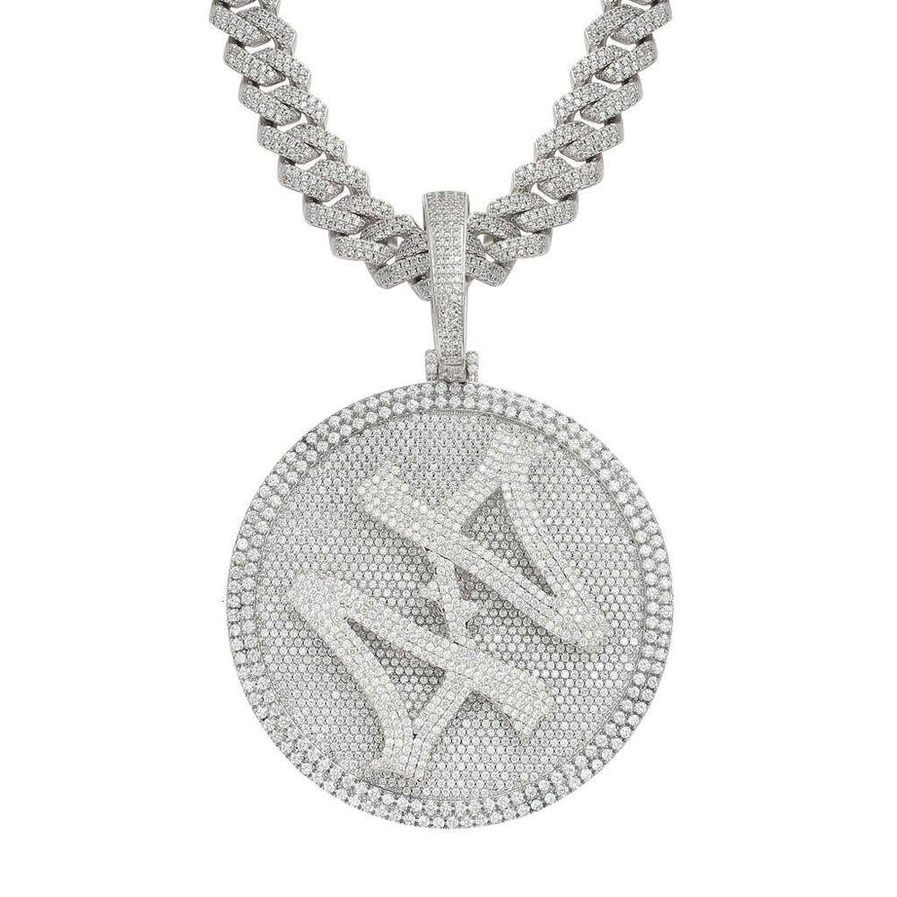 Necklace for Men 44 Rotatable Large Turntable Heavy Craft Micro-inlaid Zircon Solid Trendy Men's Hip-hop Pendant 82ff