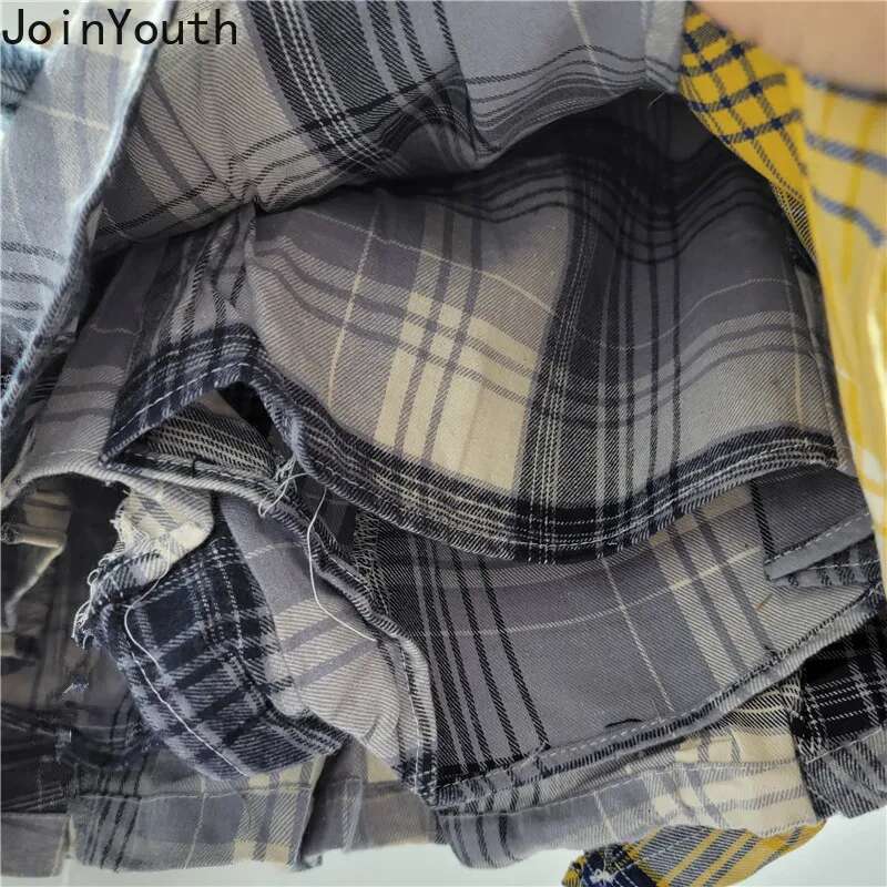 Y2k Skirts for Women 2025 Faldas Mujer De Moda High Waist Casual Chic Jupe Korean Summer Saia Patchwork Plaid Denim Mini Skirt