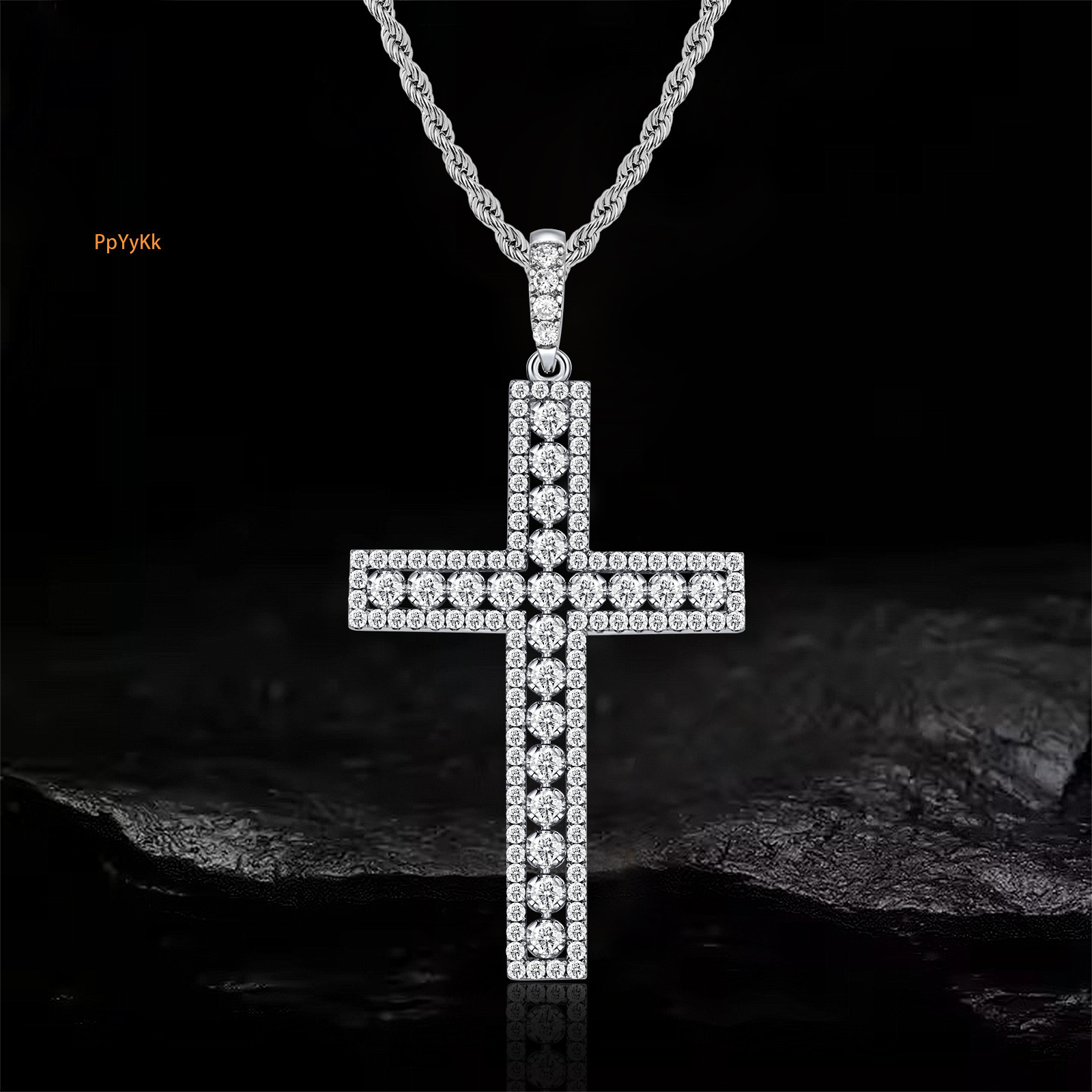 New Arrival Luxury Moissanite Full Iced Out Cross Pendant Hip Hop Necklace Unisex Diamond Inlaid Trendy Statement Jewelry Pass the diamond tester