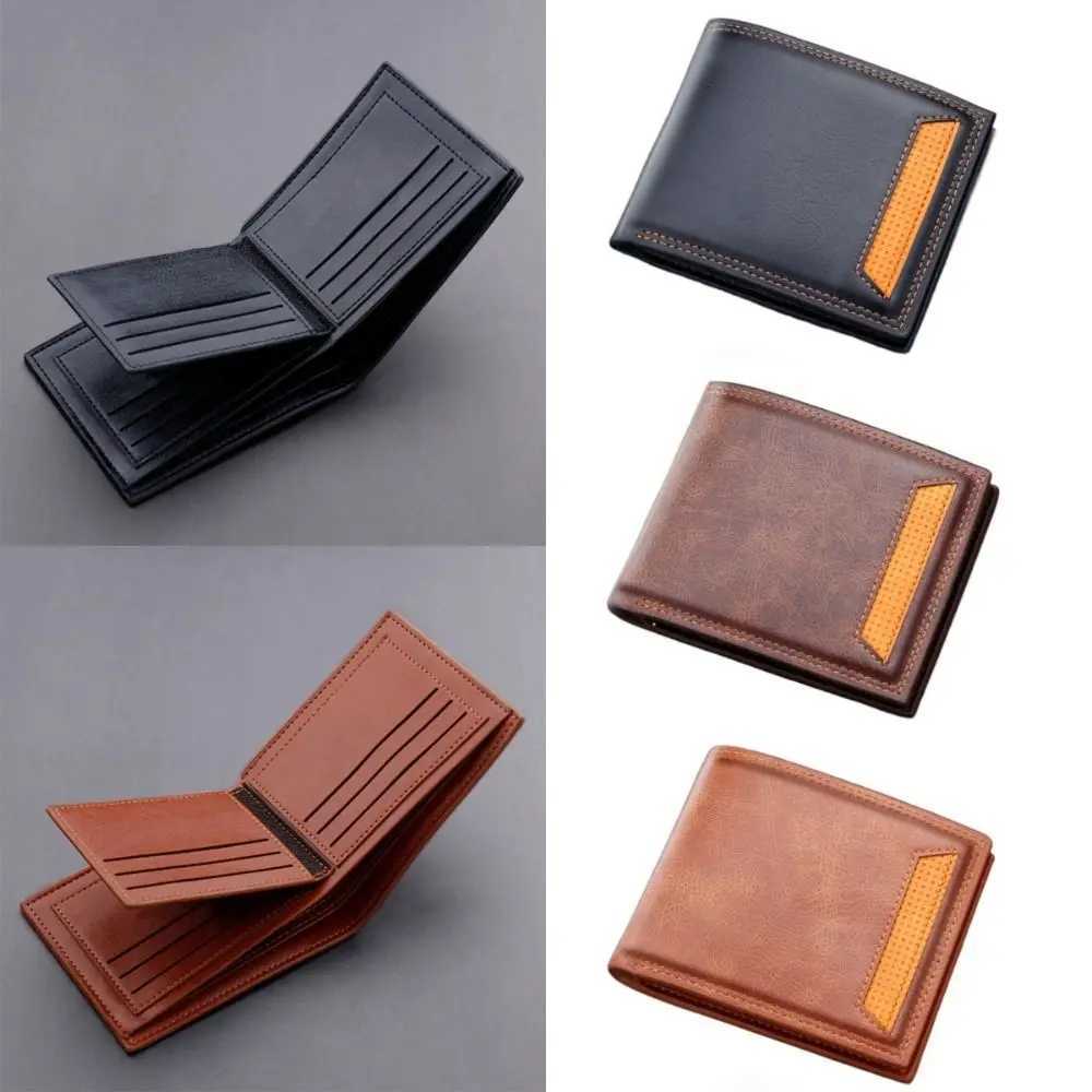 New Mens Wallet Short Cross Section Youth Tri-fold Wallet Stitching Business Multi-card Zipper Coin Purse Wallet Passport Cover Z250621