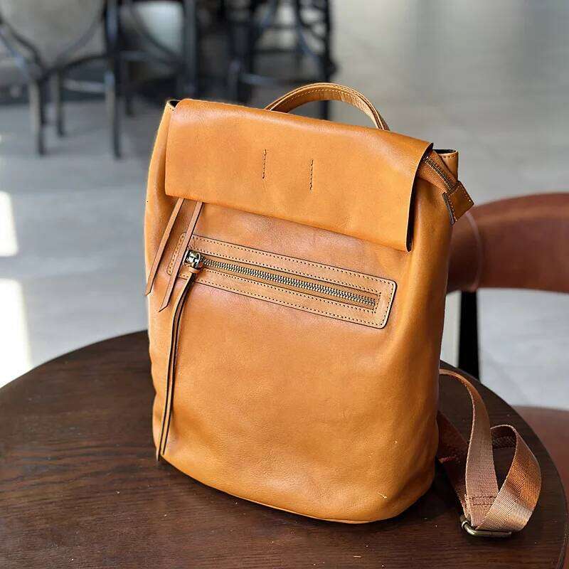 Johnature Casual Backpack Women Genuine Leather Large Capacity Bag 2025 New Retro Solid Color Real Cowhide Travel Backpacks