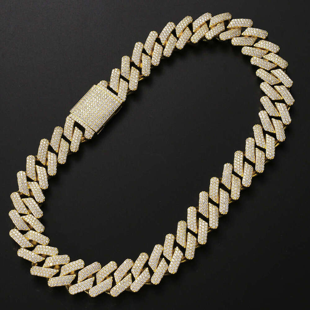 20MM Box Clasp Miami Heavy Craft Bar Cuban Chain Full Zircon Hip Hop Men's Necklace 05f9