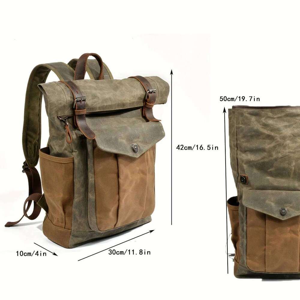 Designer bag MUCHUAN Vintage Backpacks for Men Oil Wax Canvas Leather Travel Backpack Large Waterproof Daypacks Retro Bagpack