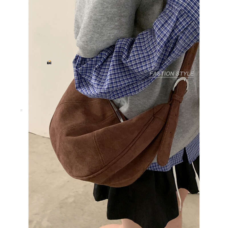 Deerskin Crossbody for Women, Autumn designer bag Winter 2024 New Korean Style Simple Dumpling Bag, Versatile Shoulder Underarm Bag