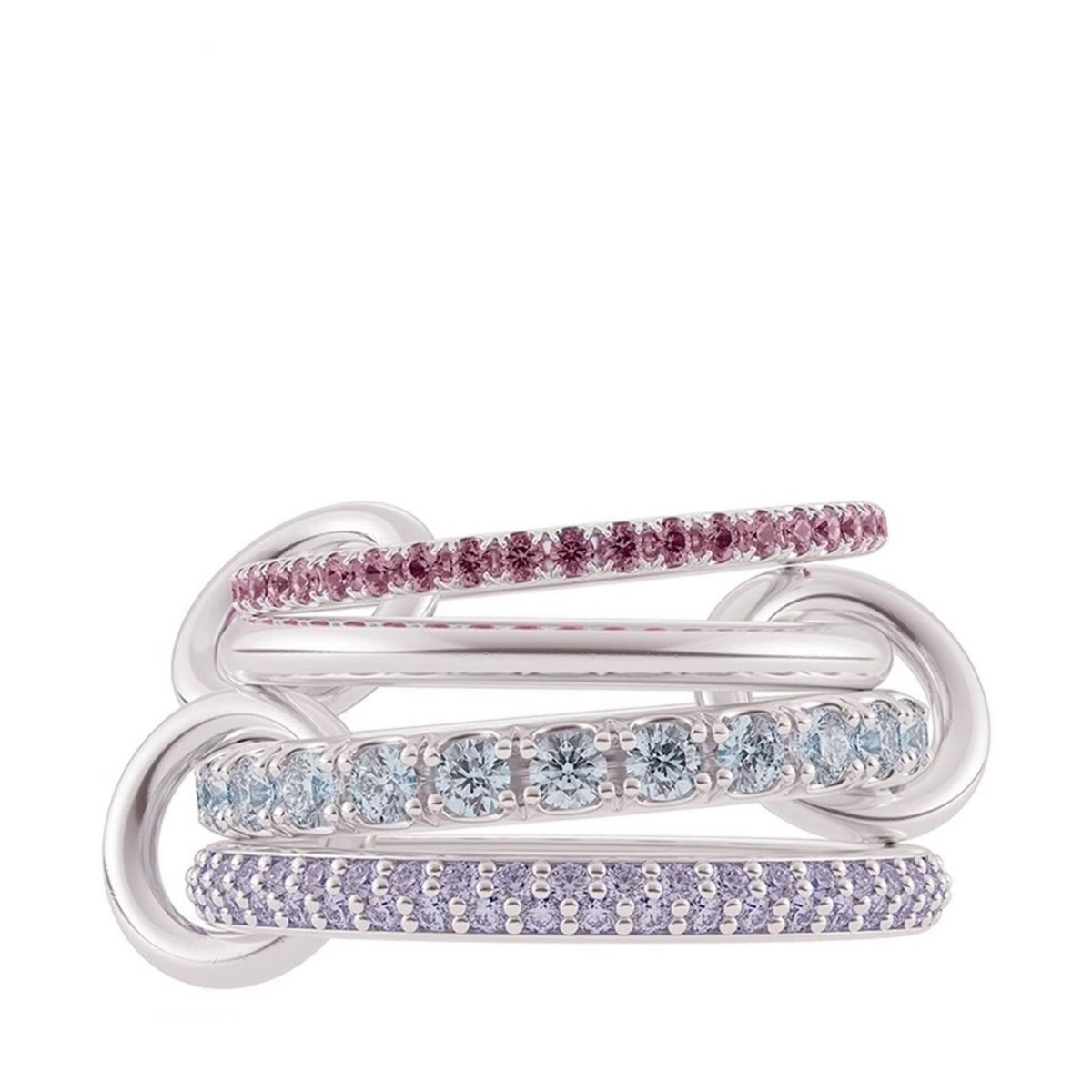 Interlocking Stacking Rings 925 Silver or Copper Inlaid with Zircon Panyu Quality Fully Hand Polished