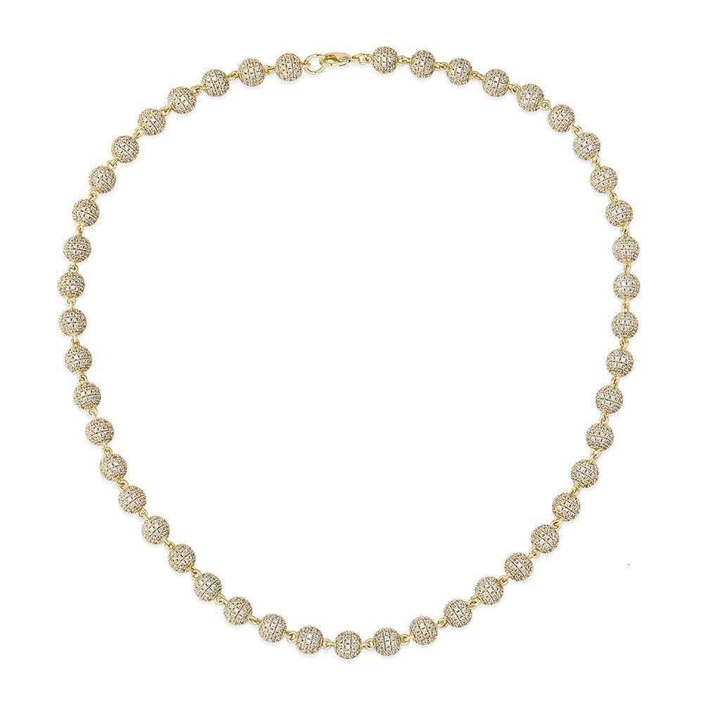 Jin Ao Jewelry INS Hot Style 8MM Round Bead Choker Necklace Full Dia Unisex Trendy Cuban Chain