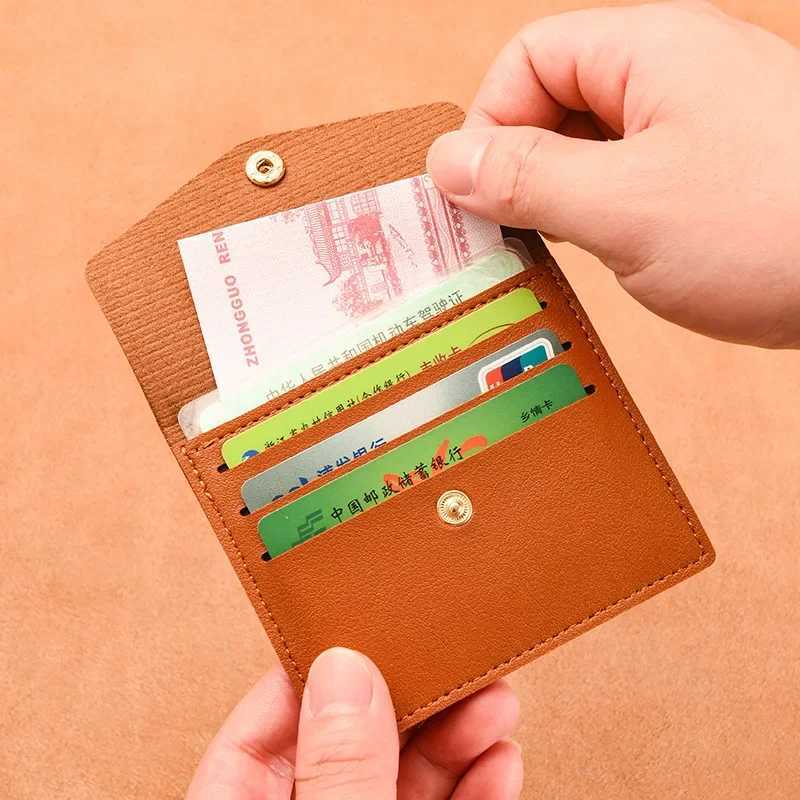 Men Women Bank ID Bus Card Holder Travel Card Organizer Solid Color Leather Multi-card Slot Portable Case Z250621