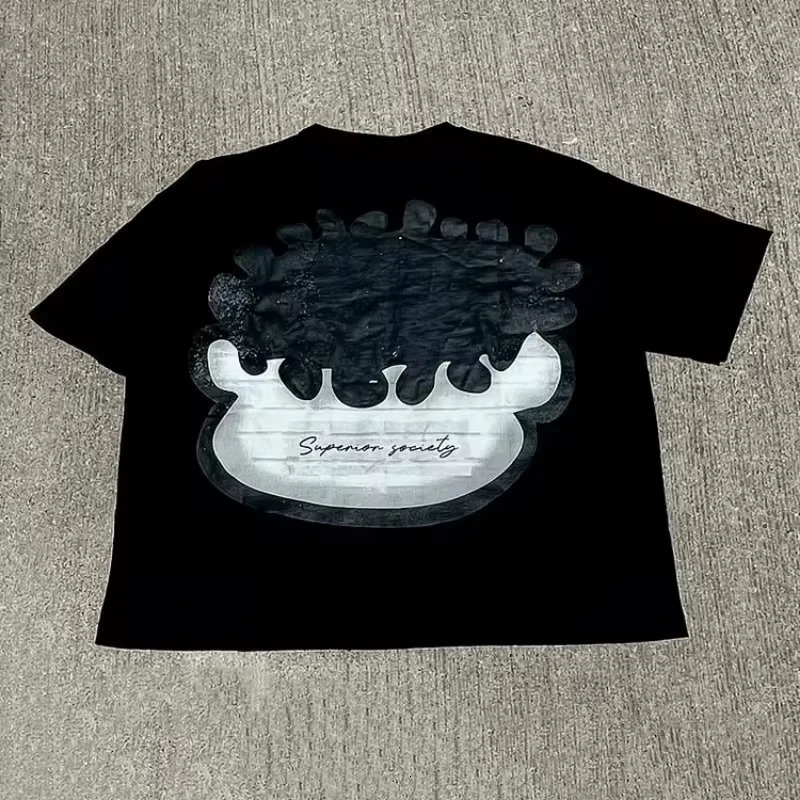 2025 Vintage Big Face Graphic Print Cotton TShirt Men Y2K Summer Short Sleeves Oversize Tshirt Streetwear Women Tops 250614