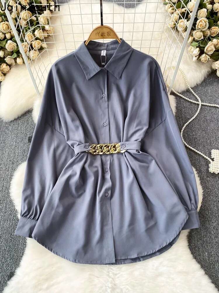 White Blouses Womens Clothing Long Sleeve Slim Waist Vintage Shirts 2025 Blusas Mujer De Moda Loose Fashion Korean Summer Tops