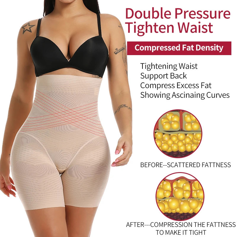 Tummy Control Panties Women Underwear Cross Compression Body Shaper Shapewear High Waist Butt Lifter Panties Thigh Slimmer Nude 250617