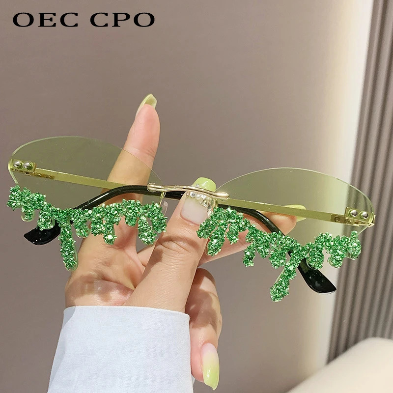 Diamond Rimless Sunglasse Rhinestone Sun Glasses Ladies Sexy Tear Shape Punk Party Eyewear gafas de sol 250617